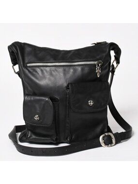 Chrome Hearts F-slinger Leather Shoulder Bag Dagger Zip CH Plus Cross Ball